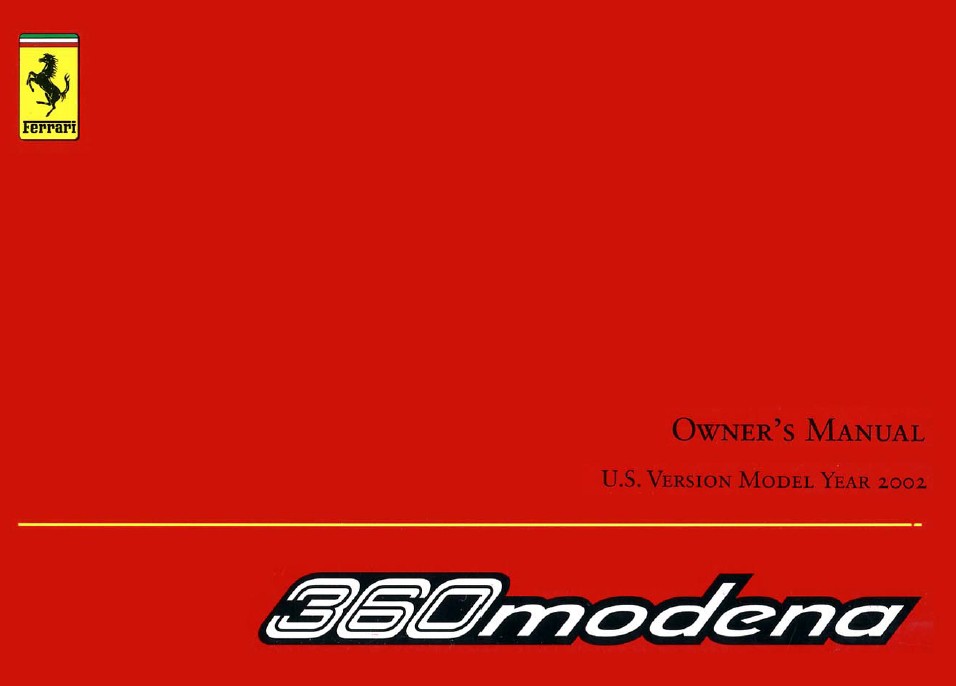 2002 360 Modena Owners Manual