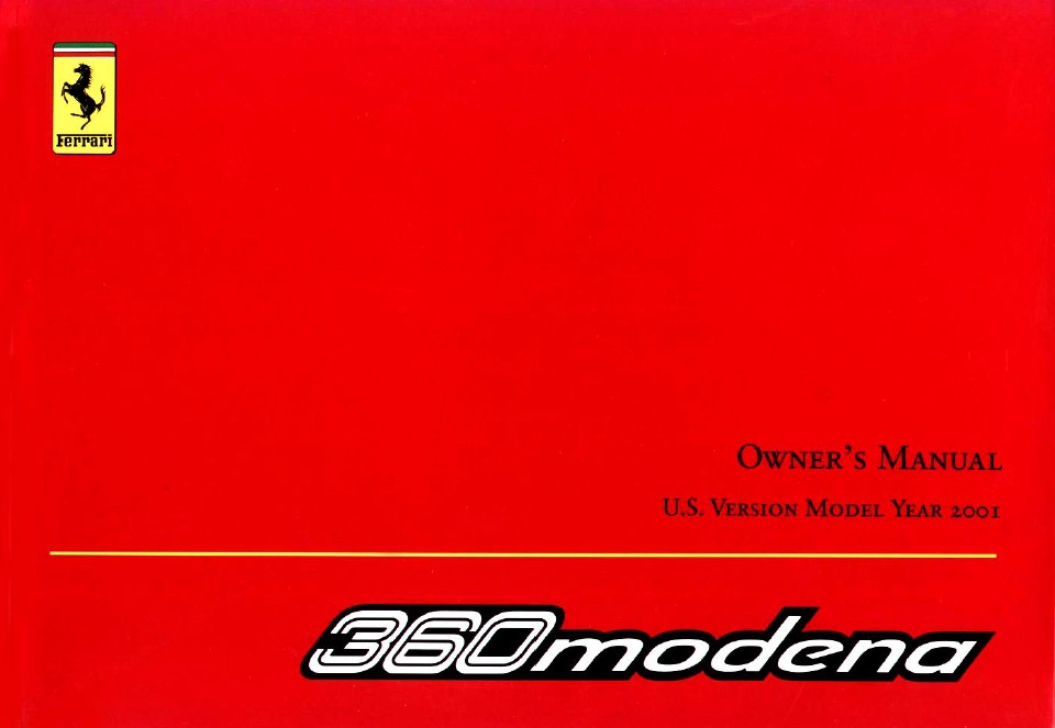 2001 360 Modena Owners Manual