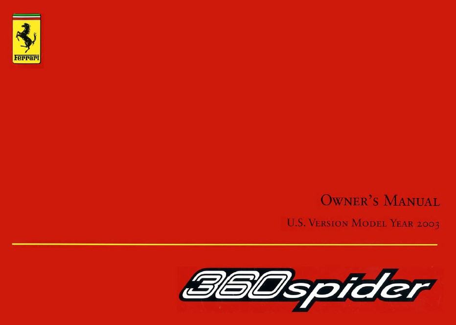 2003 360 Spider Owners Manual