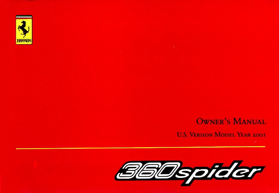 2001 360 Spider Owners Manual