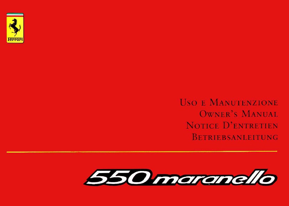 2001 550 Maranello Owners Manual