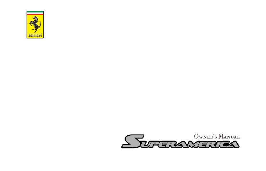 575m Super America Owners Manual