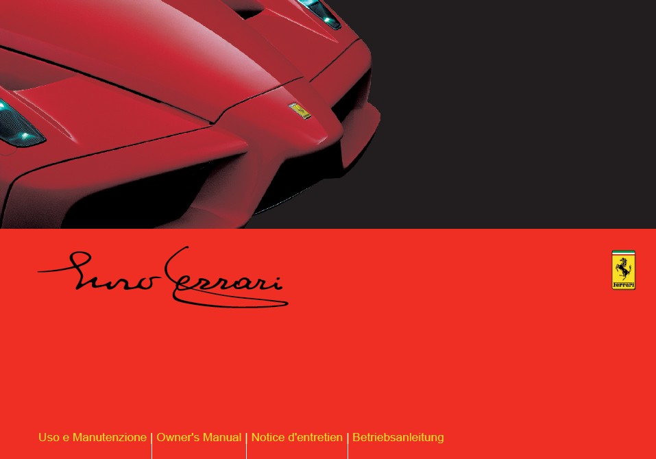 Ferrari Enzo, Owners Manual, USA Model Year 2003